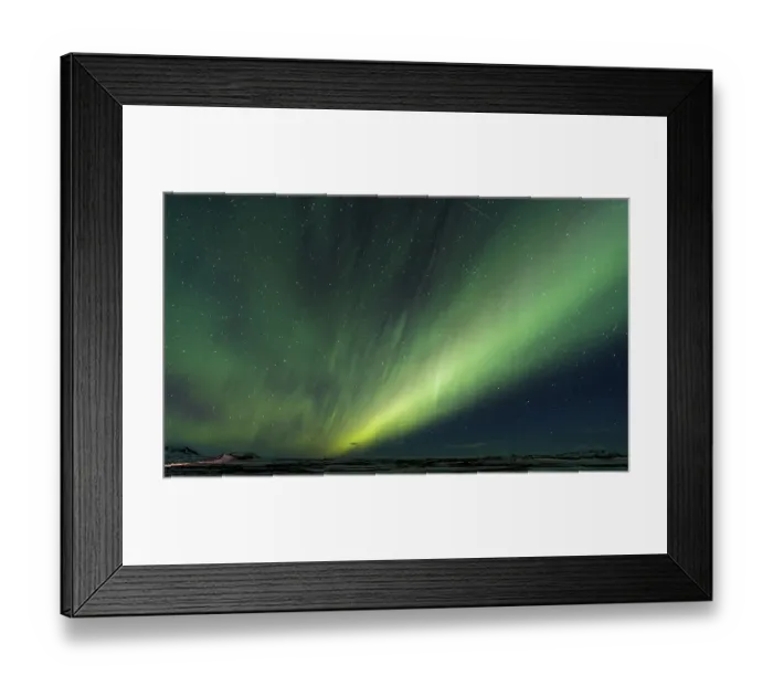 Framed Print : Northern Lights (Aurora borealis) over landscape near Myvatn