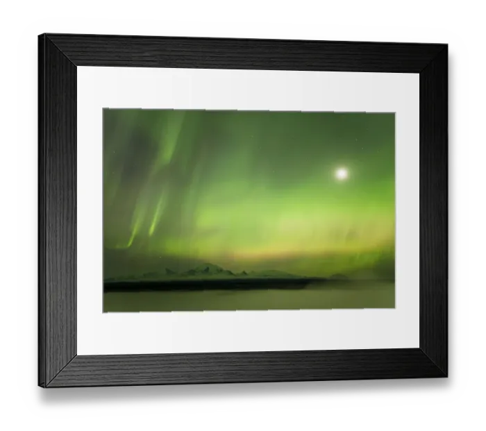 Framed Print : Aurora and the moon over the fog shrouded Copper River Framed Print : Aurora and the moon over the fog shrouded Copper River