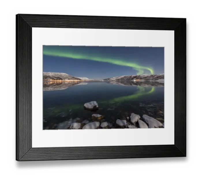 Framed Print : Northern lights reflected in fjord Framed Print : Northern lights reflected in fjord