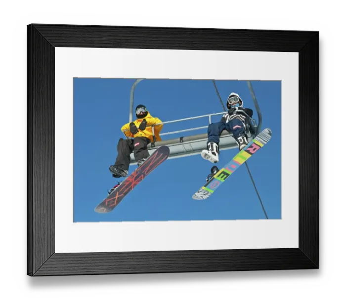 Framed Print : Snowboarders on a ski lift, Canada Olympic Park