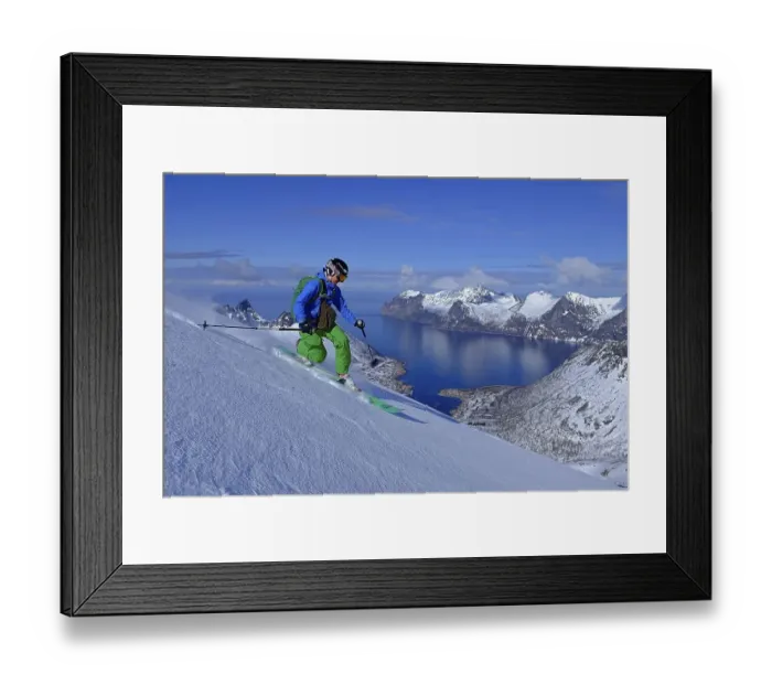 Framed Print : Woman skiing, Telemark Freeride on Roalden