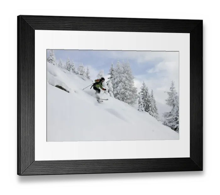 Framed Print : Skier in deep snow in Pongau, Salzburg Framed Print : Skier in deep snow in Pongau, Salzburg