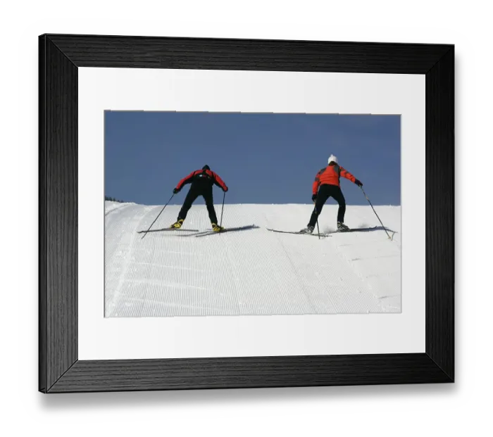 Framed Print : Cross-country skiing, skiers walking uphill Framed Print : Cross-country skiing, skiers walking uphill