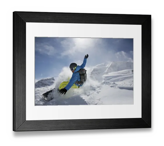 Framed Print : Snowboarder, dynamic snow, action, St