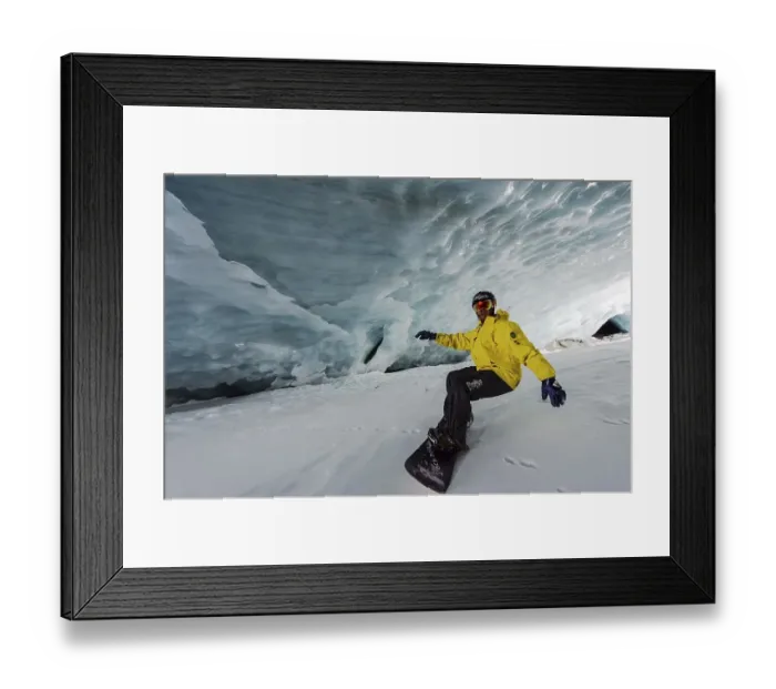 Framed Print : Snowboarding in the ice cave, Val Roseg