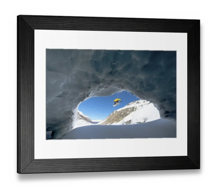Framed Print : Snowboarding in the ice cave, Val Roseg
