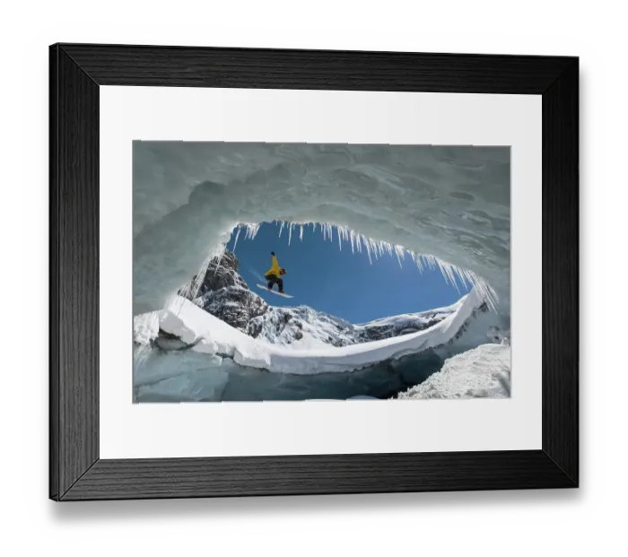 Framed Print : Snowboarding in the ice cave, Val Roseg