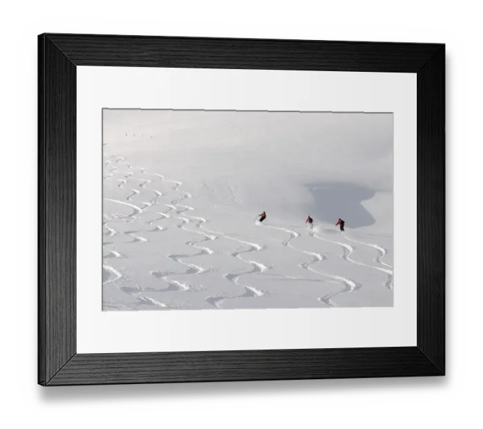 Framed Print : Ski hikers descending from the peak of Mount Joel Framed Print : Ski hikers descending from the peak of Mount Joel