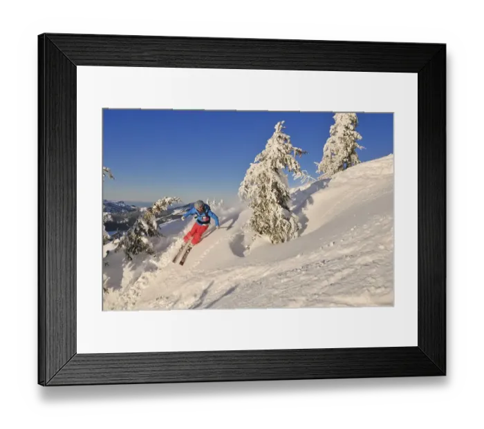 Framed Print : Skier downhill skiing on Steinplatte mountain Framed Print : Skier downhill skiing on Steinplatte mountain
