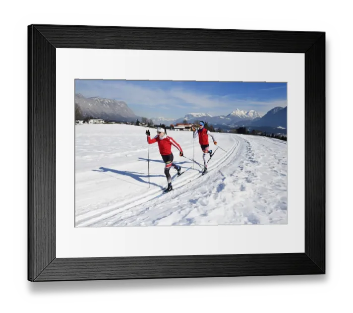 Framed Print : Cross-country skiers, Cross-Country Centre Angerberg