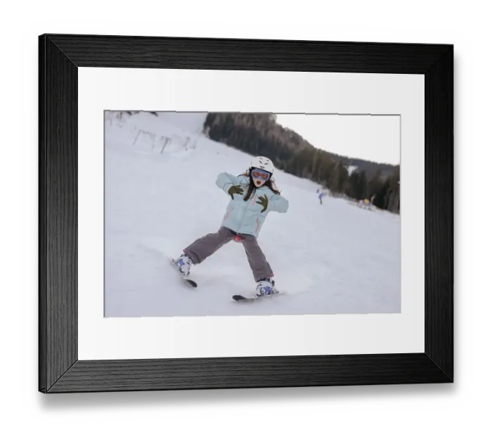 Framed Print : Girls skiing, ski course