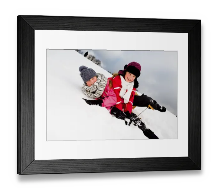 Framed Print : Girls sledging