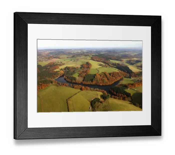 Framed Print : Aerial shot, autumn, Heilenbeck Dam Framed Print : Aerial shot, autumn, Heilenbeck Dam