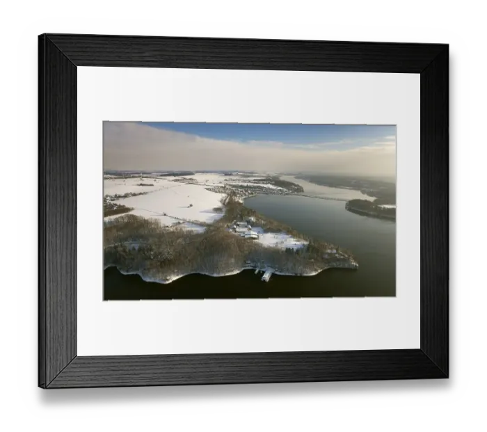 Framed Print : Aerial view, Lake Moehnesee, dam Framed Print : Aerial view, Lake Moehnesee, dam