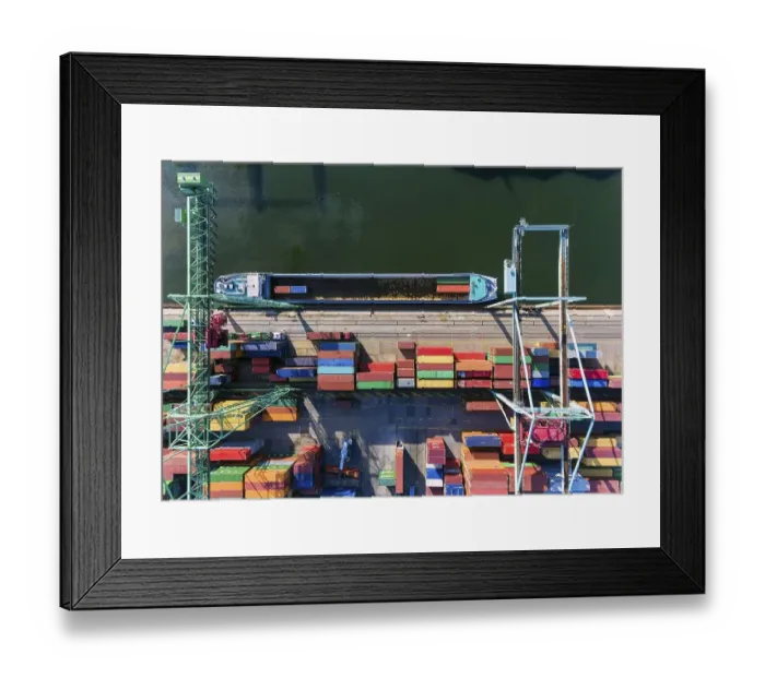 Framed Print : Neckar harbour with containers and rails Framed Print : Neckar harbour with containers and rails