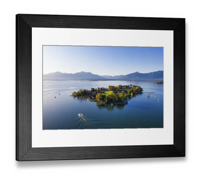 Framed Print : Fraueninsel with alpine chain, Frauenchiemsee Framed Print : Fraueninsel with alpine chain, Frauenchiemsee