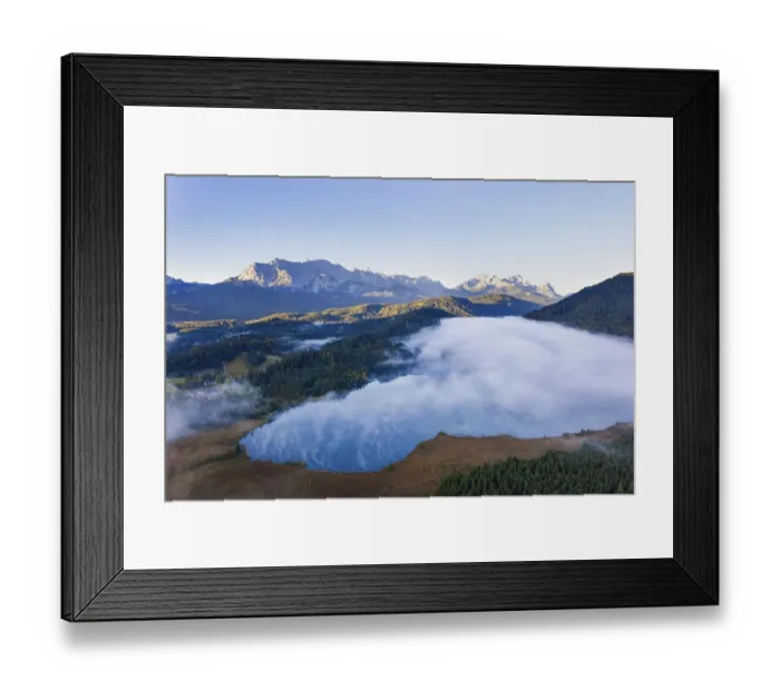 Framed Print : Wafts of fog over Lake Barmsee near Kruen
