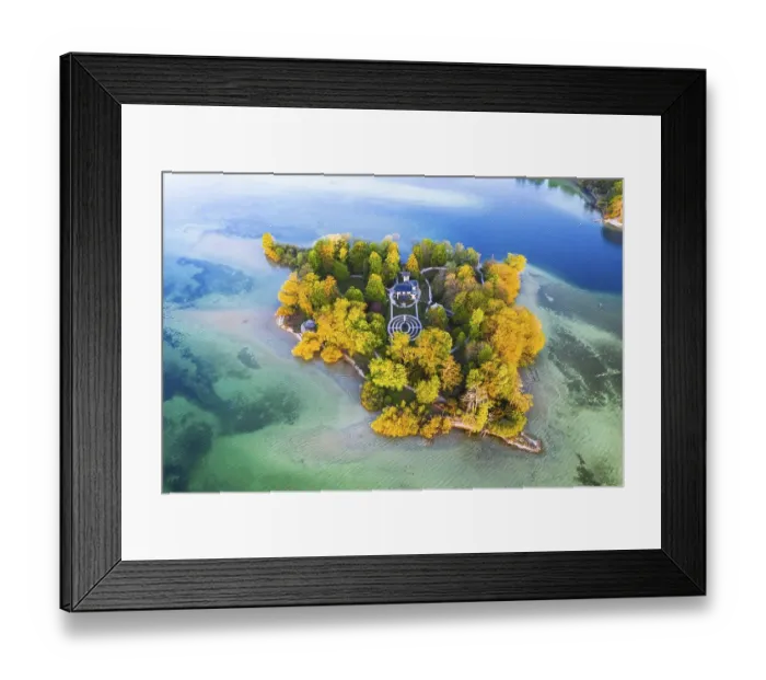 Framed Print : Rose island in the Starnberger See near Feldafing in the morning light