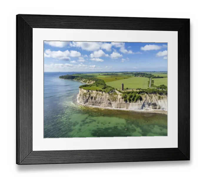 Framed Print : Aerial view of Cape Arkona with chalk cliffs and bearing tower Framed Print : Aerial view of Cape Arkona with chalk cliffs and bearing tower