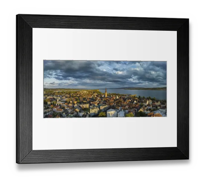 Framed Print : Aerial panorama of the town of Radolfzell on Lake Constance