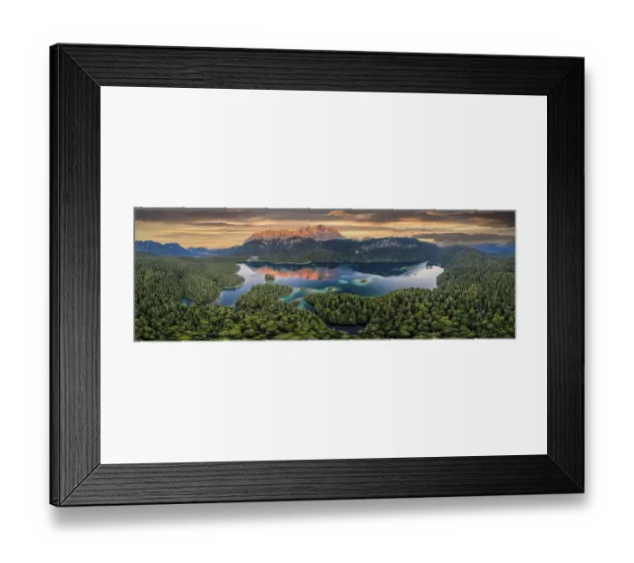Framed Print : Aerial view, evening mood, Zugspitze massif with Zugspitze