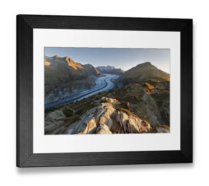 Framed Print : Aletsch Glacier at sunrise, seen from Moosfluh Framed Print : Aletsch Glacier at sunrise, seen from Moosfluh