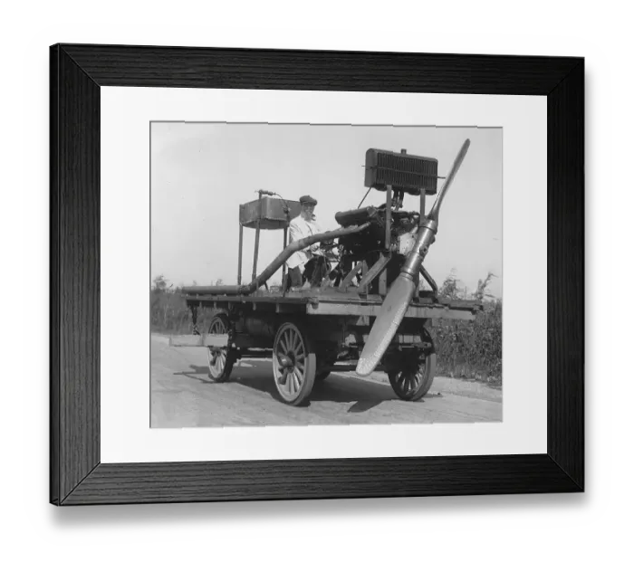 Framed Print : Inventor, car driven by propellers Framed Print : Inventor, car driven by propellers
