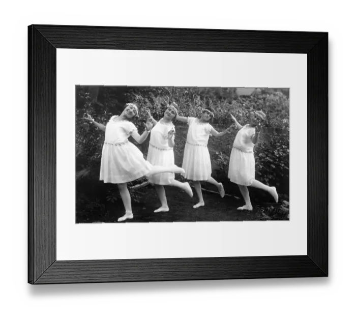 Framed Print : Historic photograph, four dancing women Framed Print : Historic photograph, four dancing women