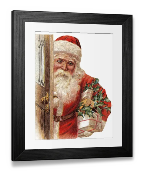 Framed Print : Santa bringing gifts, historical illustration Framed Print : Santa bringing gifts, historical illustration