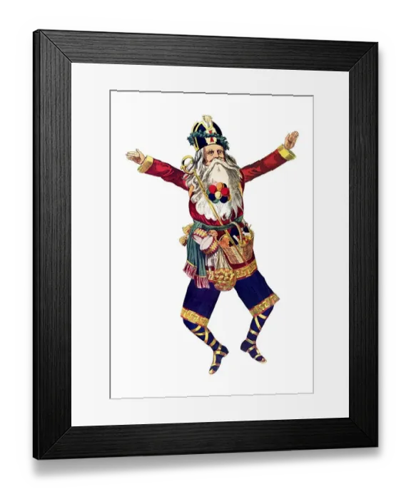 Framed Print : Jumping Santa Claus, historical illustration