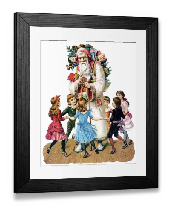 Framed Print : Children dancing around Santa Claus Framed Print : Children dancing around Santa Claus
