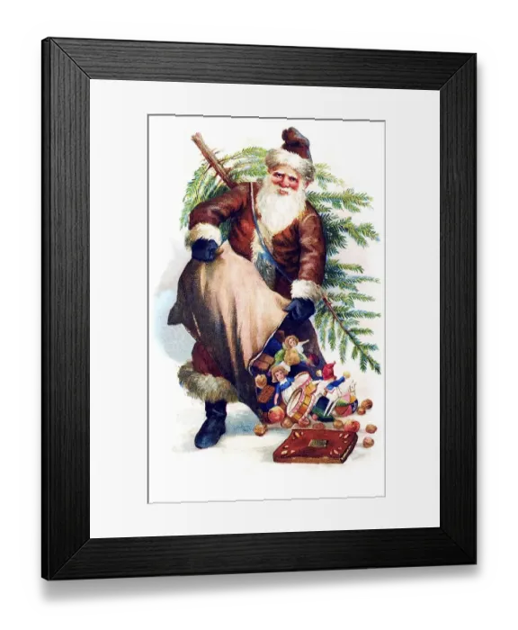 Framed Print : Santa bringing gifts, historical illustration Framed Print : Santa bringing gifts, historical illustration