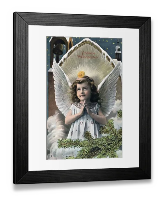 Framed Print : Angel praying, Froehliche Weihnachten in writing Framed Print : Angel praying, Froehliche Weihnachten in writing