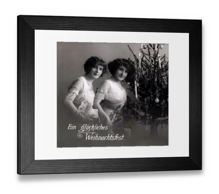 Framed Print : Two women standing by the Christmas tree Framed Print : Two women standing by the Christmas tree