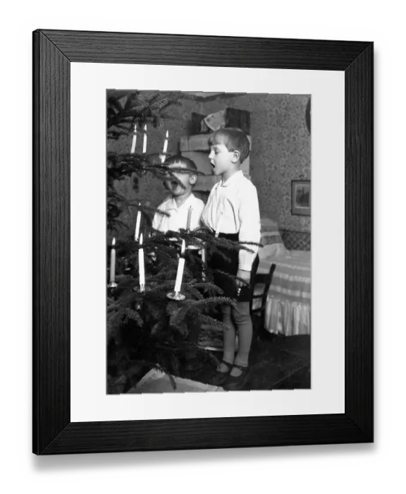 Framed Print : 2 boys singing christmas tree, ca