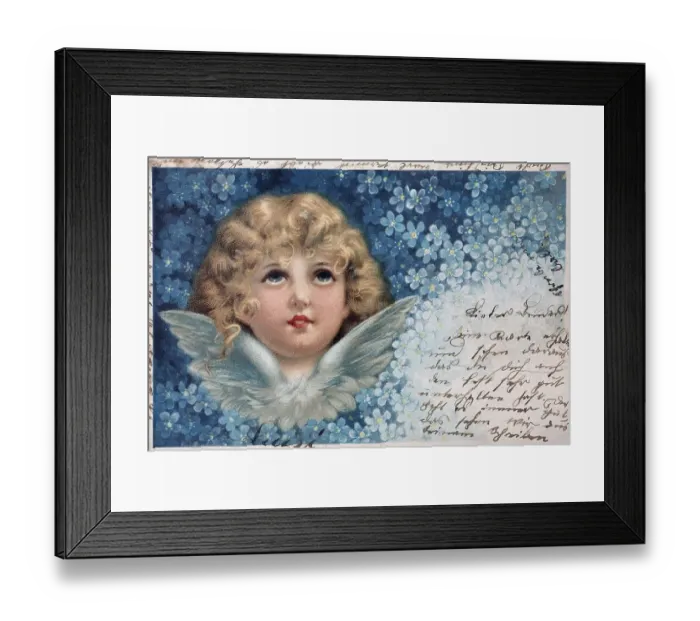 Framed Print : Historic Christmas card with angel