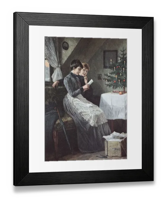 Framed Print : Christmas Eve in the attic, chromolithography Framed Print : Christmas Eve in the attic, chromolithography