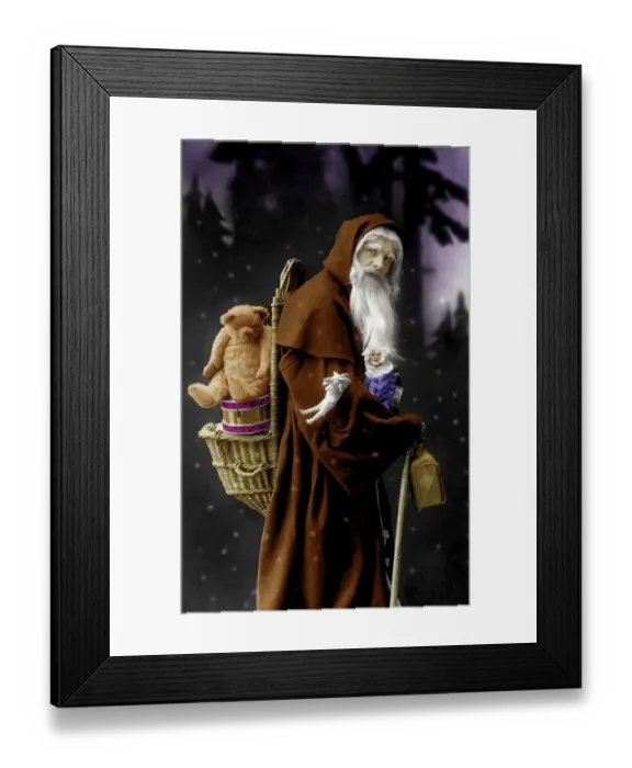 Framed Print : Historic photograph, Santa Claus with a teddy
