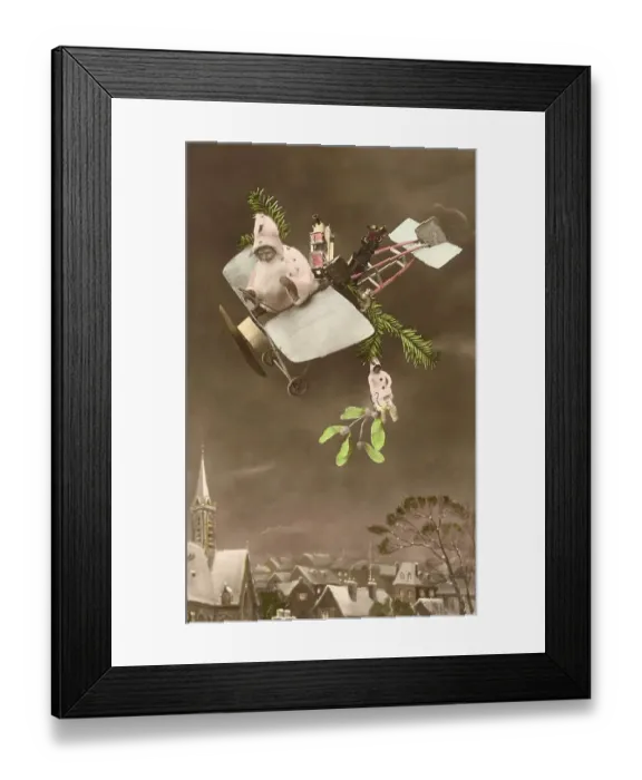 Framed Print : Santa in a plane with presents Framed Print : Santa in a plane with presents