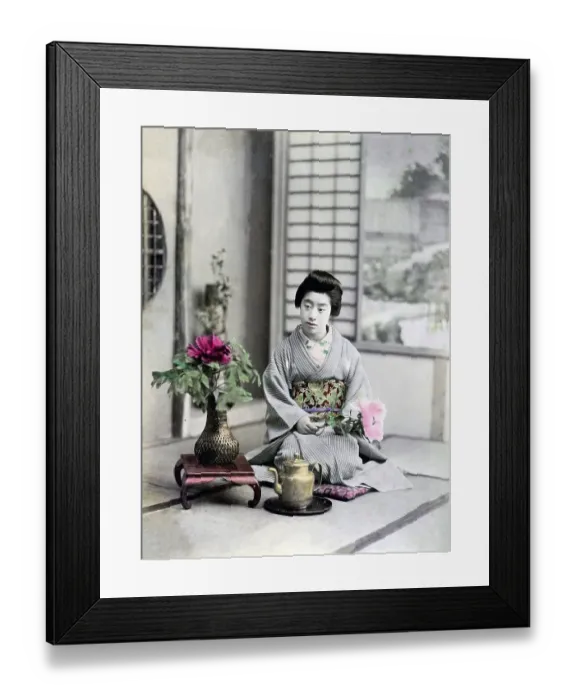 Framed Print : Geisha with flower, Japan, Asia Framed Print : Geisha with flower, Japan, Asia
