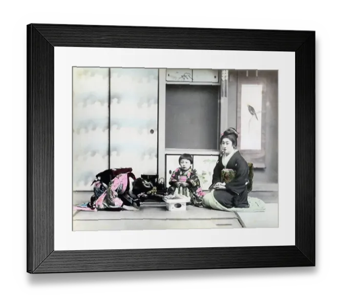 Framed Print : Two women with child, Japan, Asia