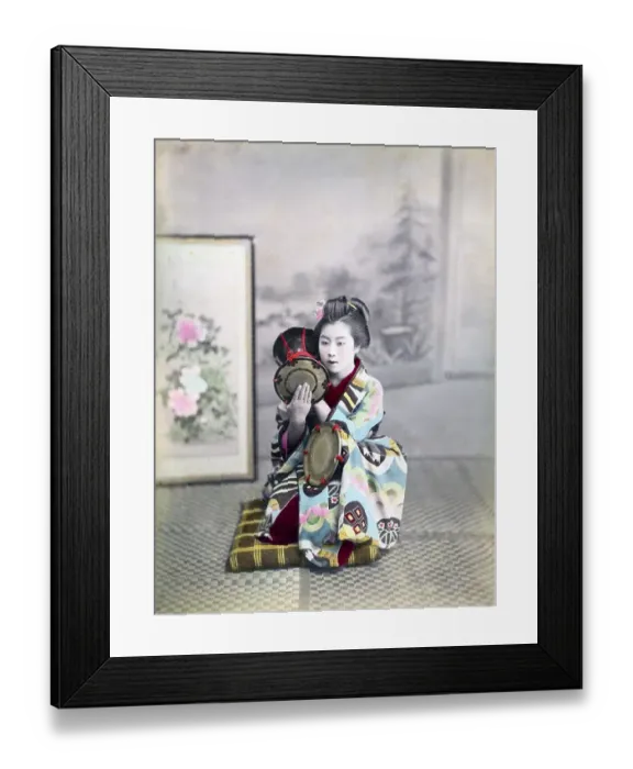 Framed Print : Geisha making music, Japan, Asia