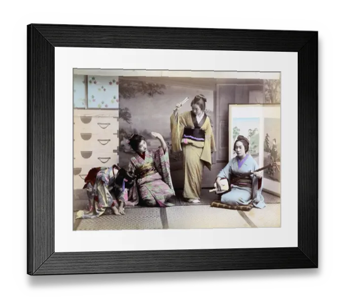 Framed Print : Four geishas making music, Japan, Asia Framed Print : Four geishas making music, Japan, Asia