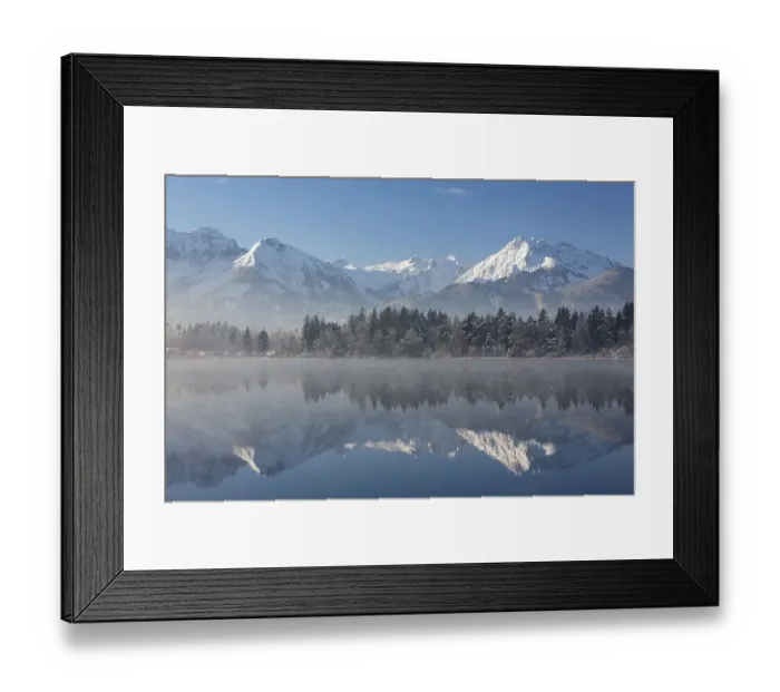 Framed Print : Early morning mist on lake Hopfensee in winter Framed Print : Early morning mist on lake Hopfensee in winter
