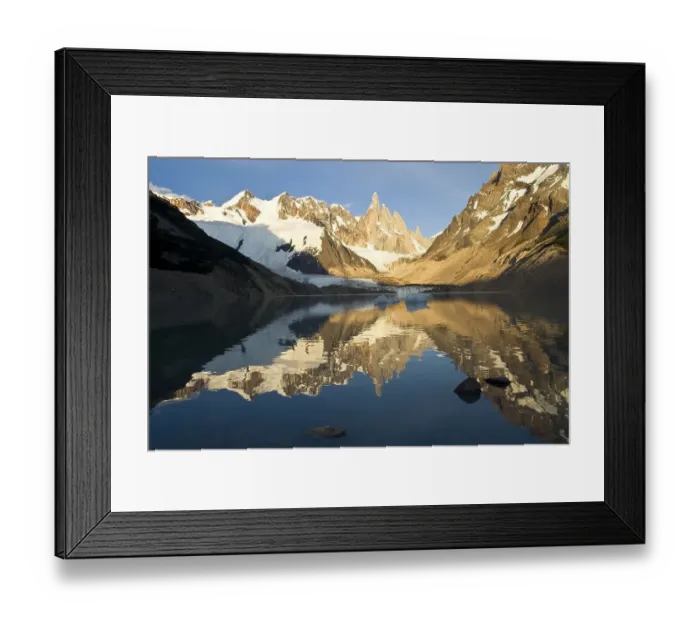 Framed Print : Reflection of Mt Cerro Torre in a glacial lake in the morning Framed Print : Reflection of Mt Cerro Torre in a glacial lake in the morning