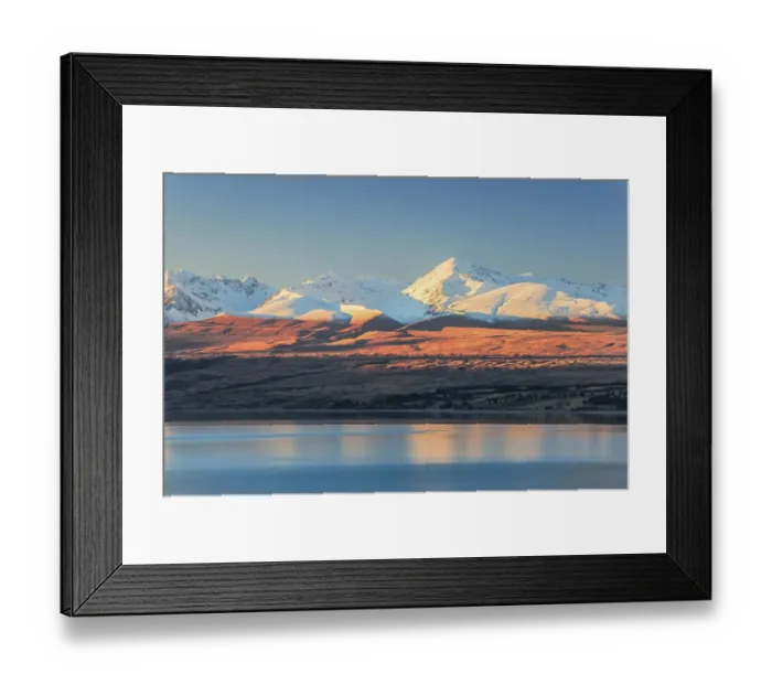 Framed Print : Lake Pukaki in front of snowy mountain range