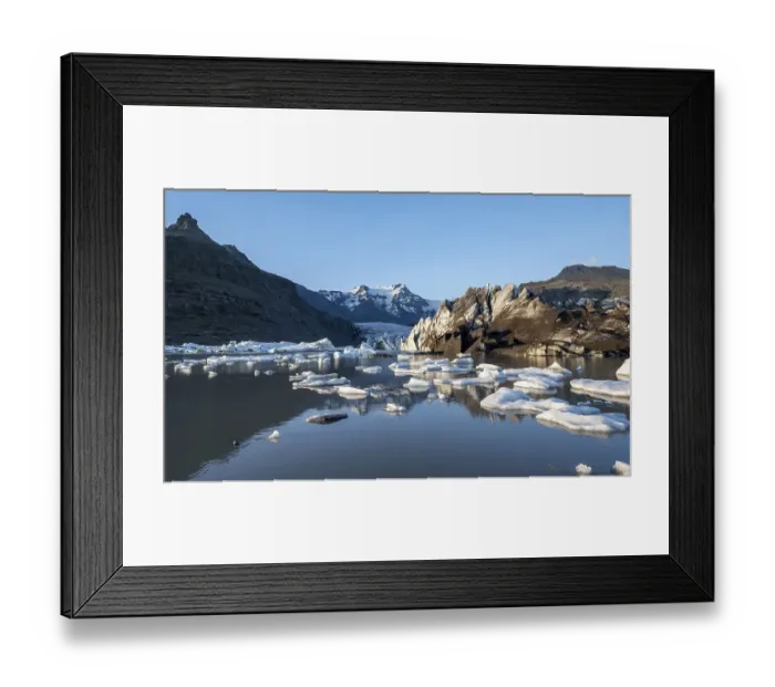 Framed Print : Reflection in the Svinafellslon glacier lagoon with ice floes