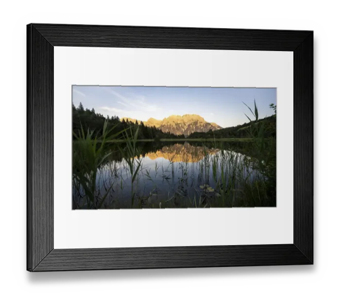 Framed Print : Western Karwendel peak reflected in Luttensee