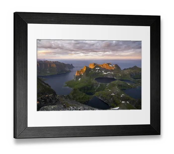 Framed Print : View over mountain peaks and sea