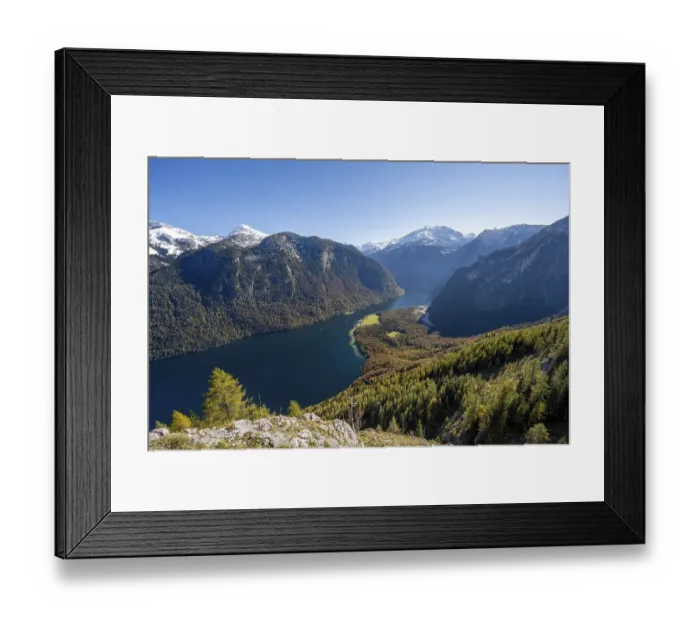 Framed Print : View of the Koenigssee from the Rinnkendlsteig mountain hiking trail